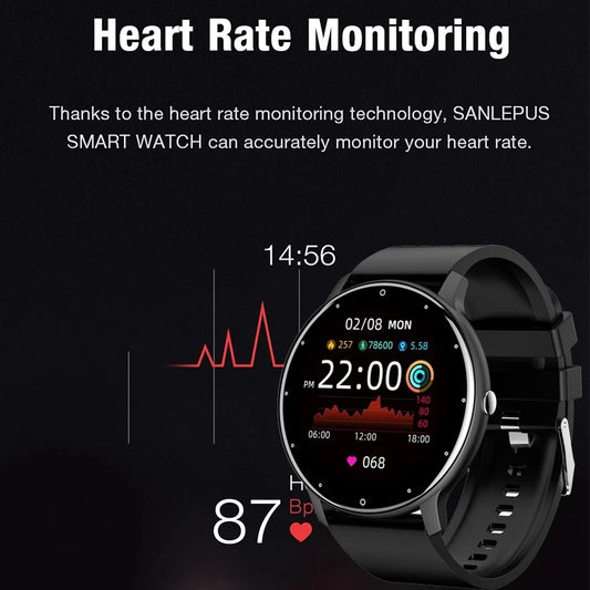 Smartwatch LIGE – Fitness, Freq. Cardíaca, À Prova de Água, Android e iOS