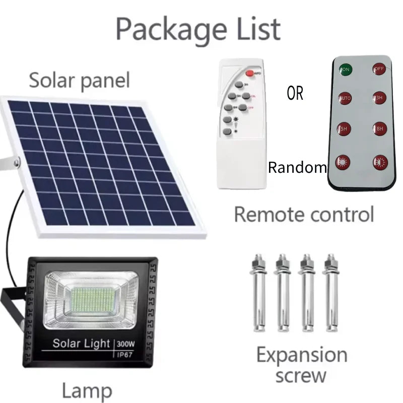 Holofote Solar 30W com Controlo Remoto – IP67, 1000mAh, Ajustável, Exterior