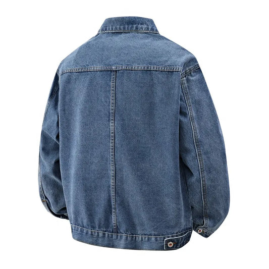 Autumn and Spring Fashion Trend Outdoor Sports Vintage Workwear Denim Jacket Men's Casual Loose Plus Size High Quality Outerwear