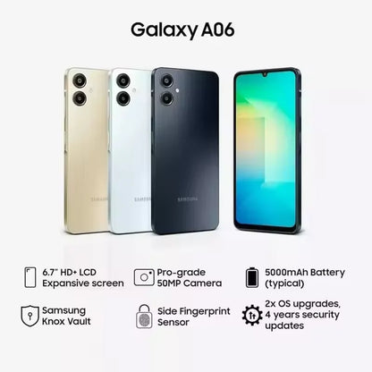 Samsung Galaxy A06 4G – Ecrã 6.7", 50MP Dual Câmara, 5000mAh, Helio G85