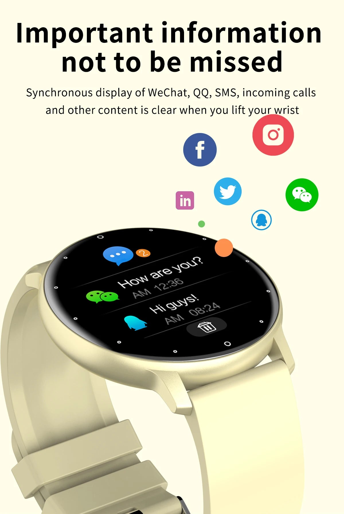 Smartwatch LIGE – Fitness, Freq. Cardíaca, À Prova de Água, Android e iOS