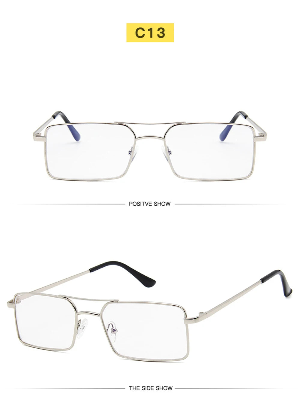 Óculos de Sol Quadrados Pequenos Vintage – Metal, Unissexo, Dupla Ponte