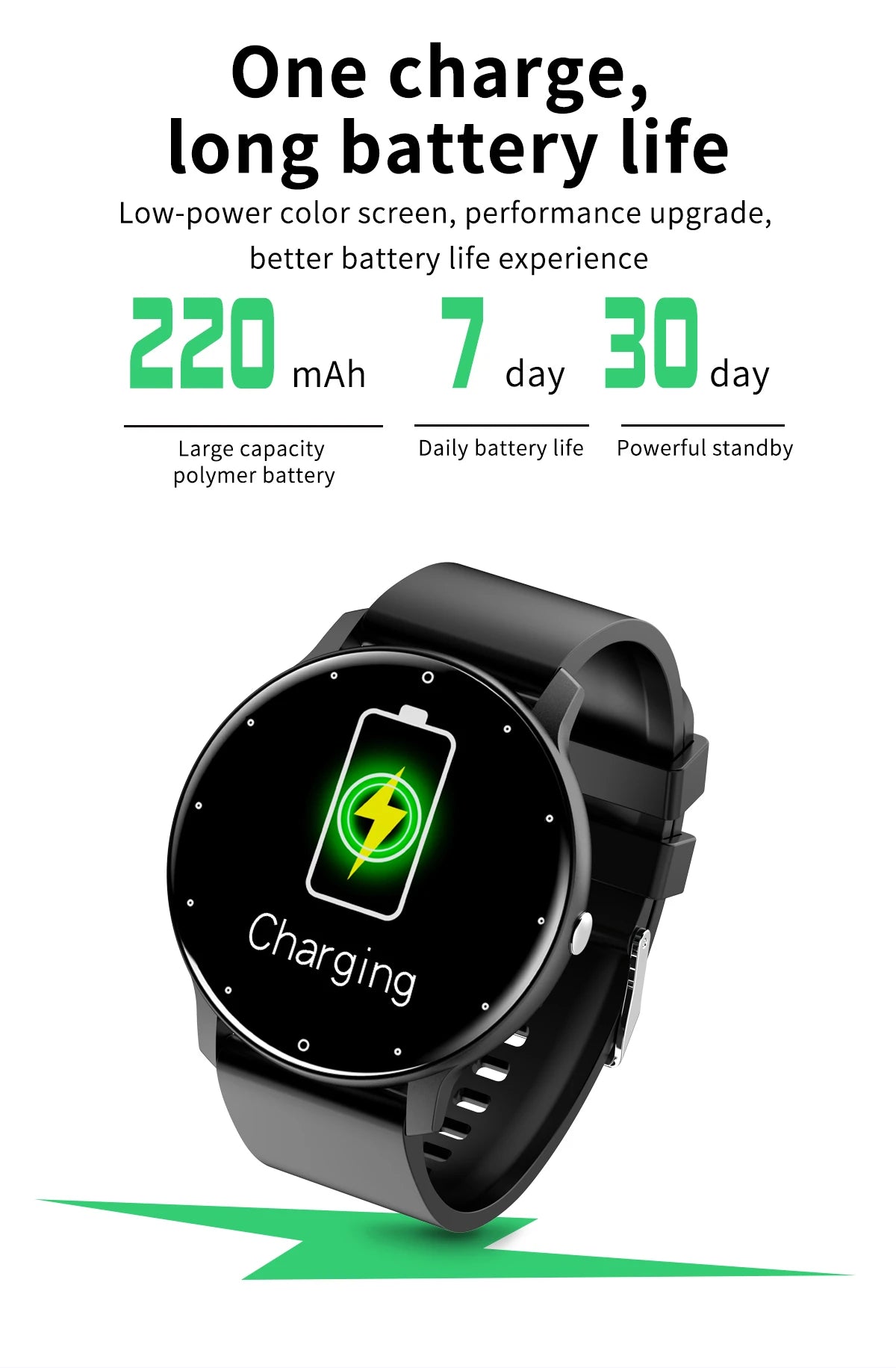 Smartwatch LIGE – Fitness, Freq. Cardíaca, À Prova de Água, Android e iOS
