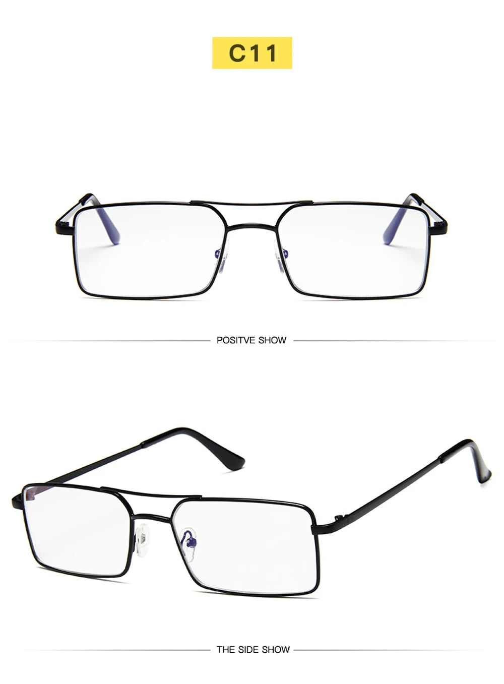 Óculos de Sol Quadrados Pequenos Vintage – Metal, Unissexo, Dupla Ponte