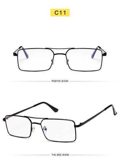 Óculos de Sol Quadrados Pequenos Vintage – Metal, Unissexo, Dupla Ponte