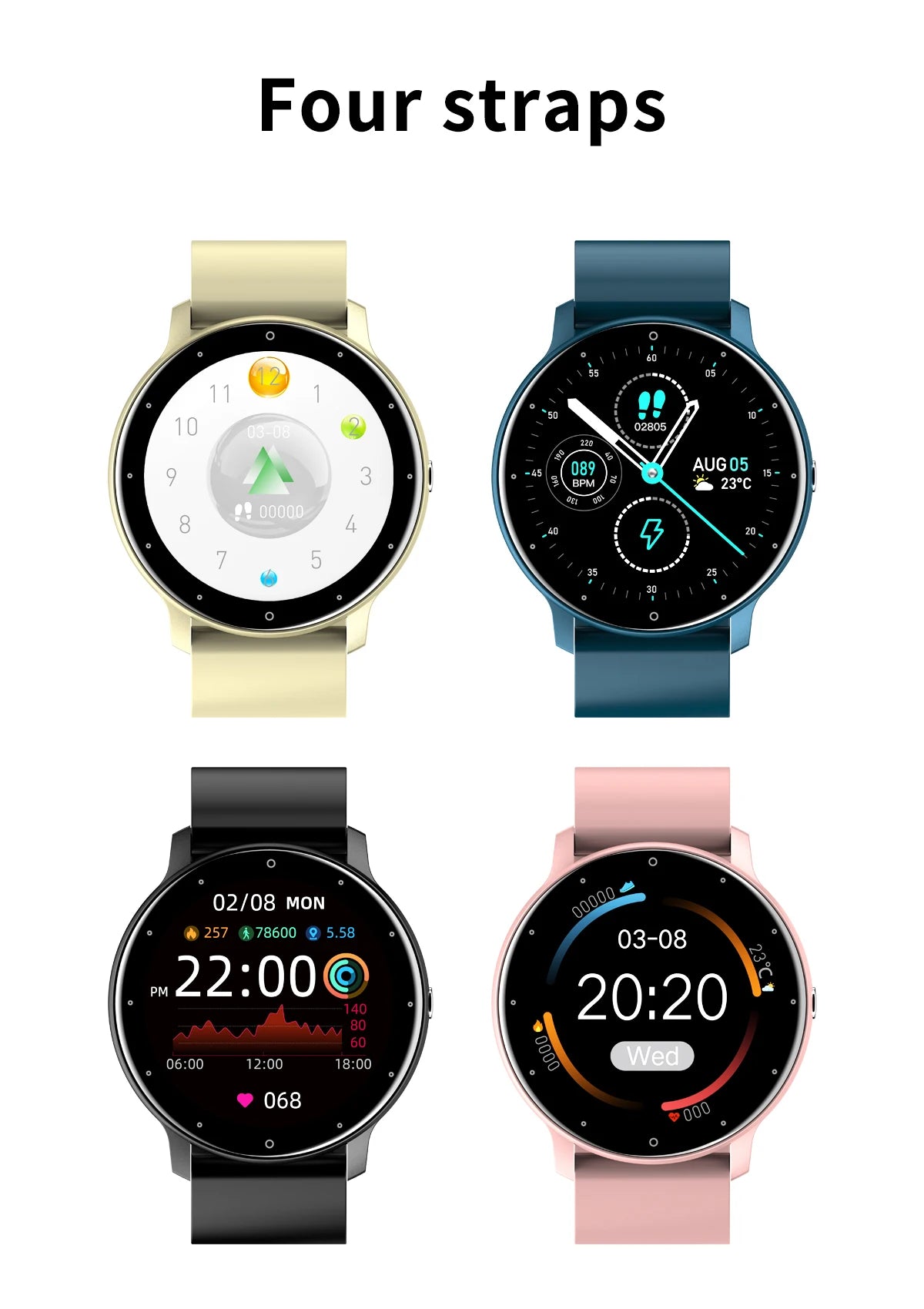 Smartwatch LIGE – Fitness, Freq. Cardíaca, À Prova de Água, Android e iOS