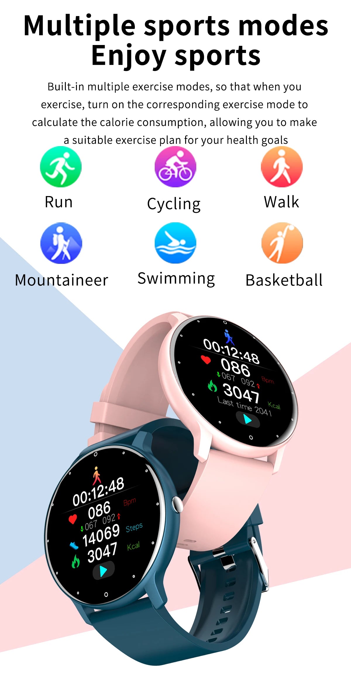 Smartwatch LIGE – Fitness, Freq. Cardíaca, À Prova de Água, Android e iOS
