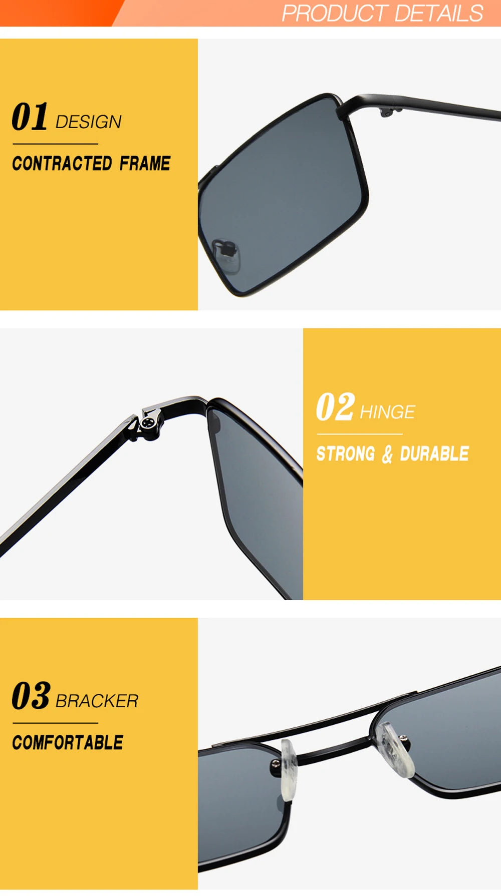 Óculos de Sol Quadrados Pequenos Vintage – Metal, Unissexo, Dupla Ponte
