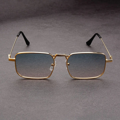 Óculos de Sol Retangulares Vintage em Metal – Unissexo, Luxo, Condução