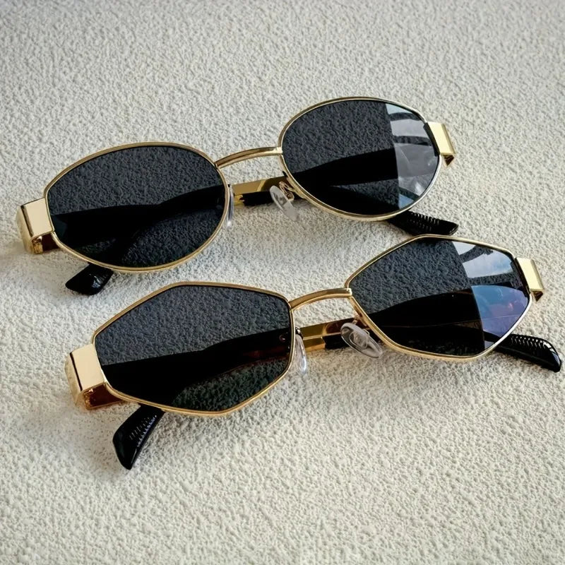 2pcs Summer Trendy Glasses Set Rhombus Oval Frame Fashion Glasses Suitable for Daily Commute and Street Photography Accessories