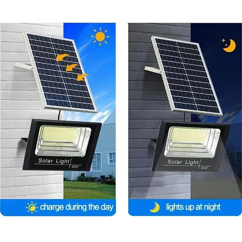 Holofote Solar 30W com Controlo Remoto – IP67, 1000mAh, Ajustável, Exterior