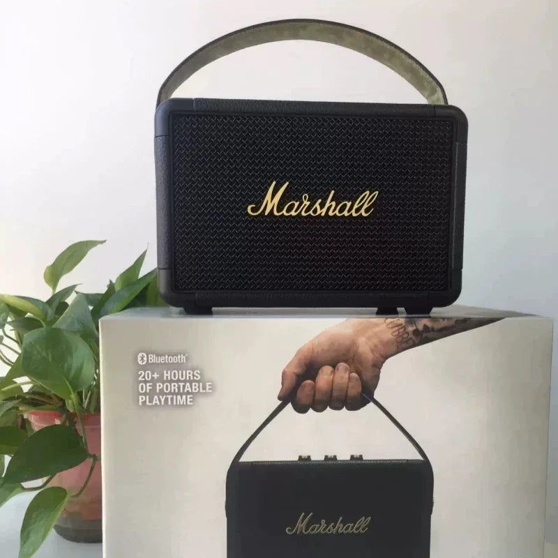 Coluna Marshall Bluetooth 5.0 Original – IPX4, Graves Profundos, Exterior