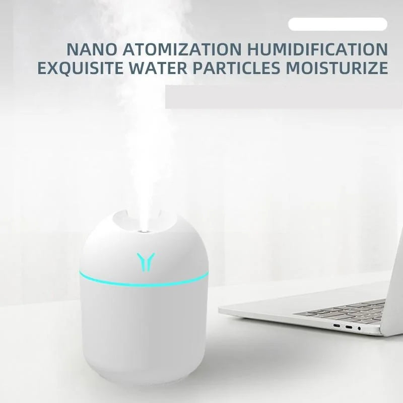Humidificador Mini USB 250ml com Difusor de Aromas e Luz LED Colorida