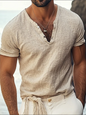 White Short-Sleeve Henley Shirt – Lightweight Summer Essential