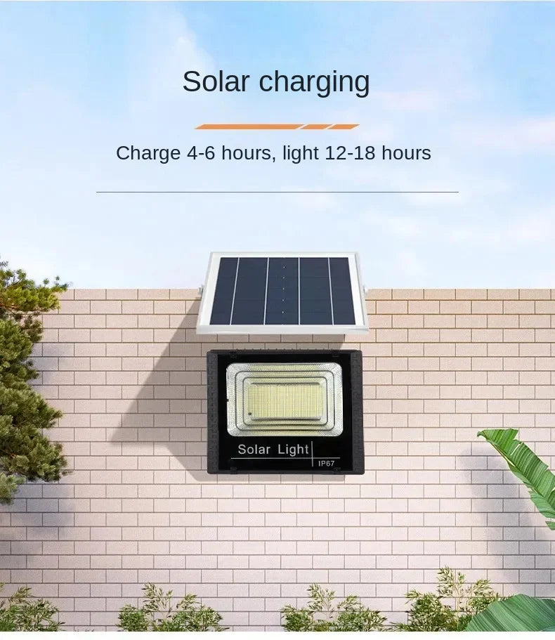 Holofote Solar 30W com Controlo Remoto – IP67, 1000mAh, Ajustável, Exterior