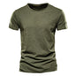 AIOPESON100% Cotton Men T-shirt V-neck Fashion Design Slim Fit Soild T-shirts Male Tops Tees Short Sleeve T Shirt O-neck For Men