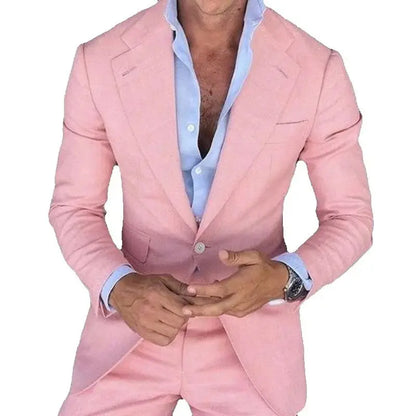 Blazer Pants Set Pink Men's Suits for Wedding 2025 Groom Tuxedo Slim Fit Best Man Formal Party Male Suit 2 Piece Costume Homme