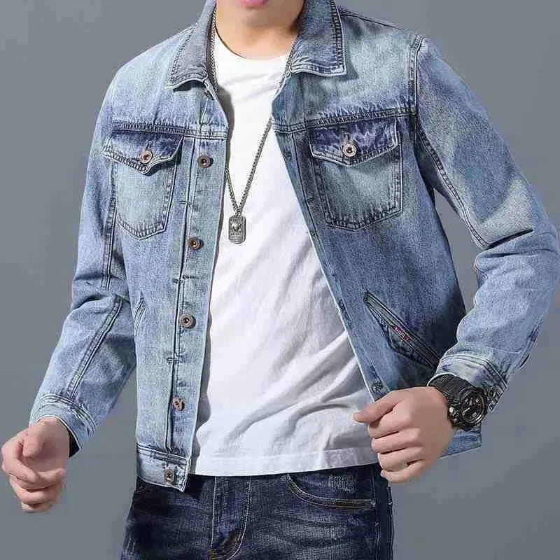 New Men's Short Denim Jacket Casual Style Ripped Jeans Cotton Material Spring Autumn Wear Resistant And Comfortable Fit