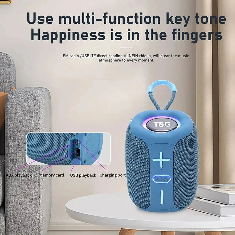 Coluna Bluetooth Portátil T&G TG658 – 8W | BT 5.3 | FM | TF Card