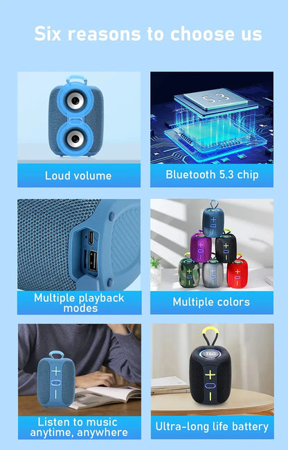 Coluna Bluetooth Portátil T&G TG658 – 8W | BT 5.3 | FM | TF Card