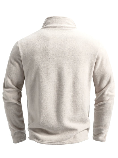Men's spring and autumn solid color fleece warm top, warm and comfortable zippered cardigan for men's outdoor leisure