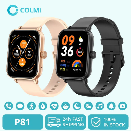 Smartwatch COLMI P81 – Chamadas, Ecrã 1.9", 100+ Desportos, Saúde 24h