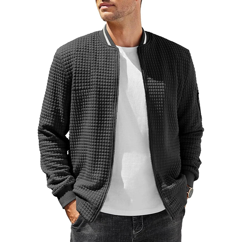 New Mens Casual Long Sleeve Jackets Color-Block Varsity Jacket Fashion Zipper Lightweight Coat with Pockets Autumn Streetwear