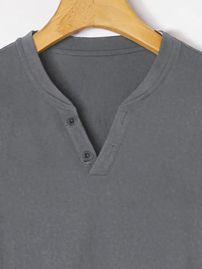 White Short-Sleeve Henley Shirt – Lightweight Summer Essential