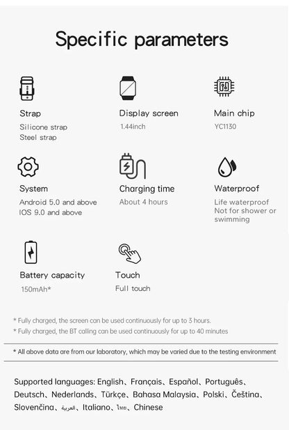 Smartwatch Lenovo – Ecrã Touch Completo, Chamadas BT, Fitness, Unissexo