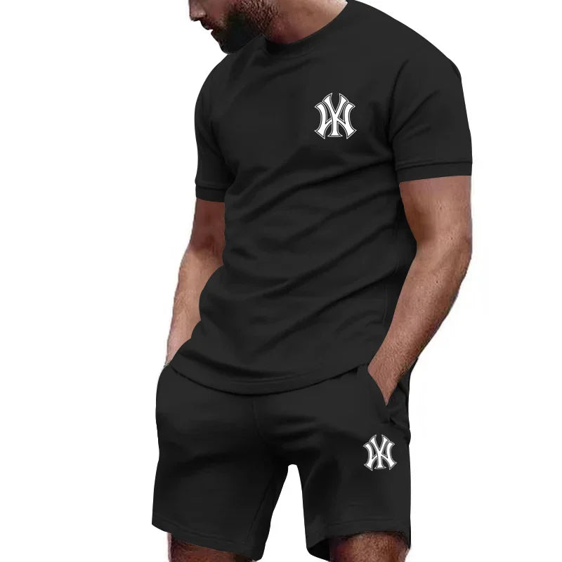 Conjunto Desportivo 2 Peças Masculino – T-shirt e Calções para Corrida e Fitness