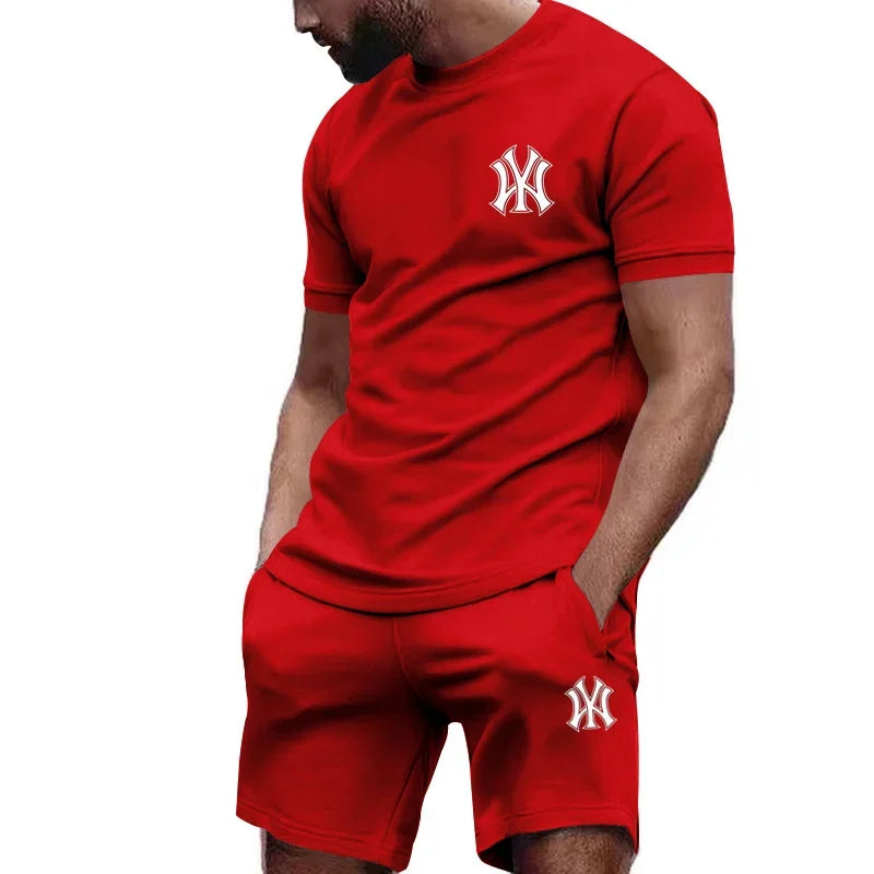 Conjunto Desportivo 2 Peças Masculino – T-shirt e Calções para Corrida e Fitness