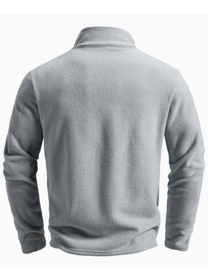 Men's spring and autumn solid color fleece warm top, warm and comfortable zippered cardigan for men's outdoor leisure