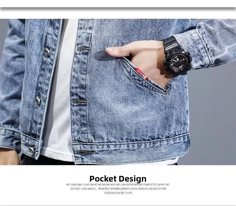 New Men's Short Denim Jacket Casual Style Ripped Jeans Cotton Material Spring Autumn Wear Resistant And Comfortable Fit