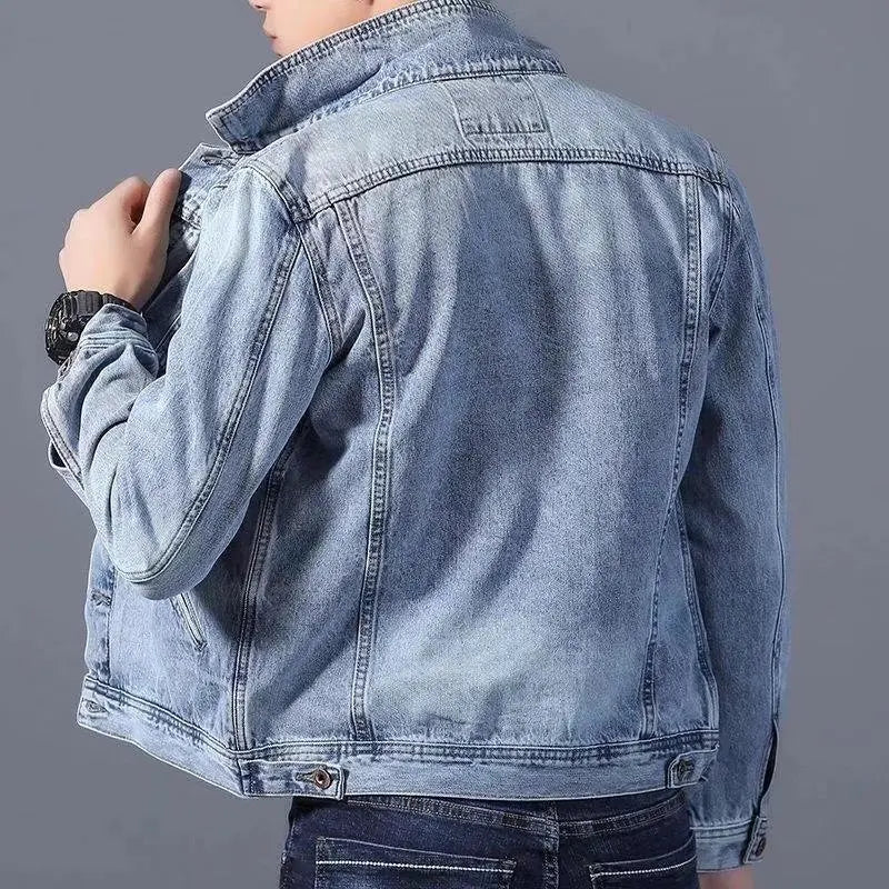 New Men's Short Denim Jacket Casual Style Ripped Jeans Cotton Material Spring Autumn Wear Resistant And Comfortable Fit