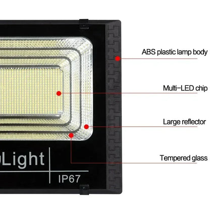 Holofote Solar 30W com Controlo Remoto – IP67, 1000mAh, Ajustável, Exterior