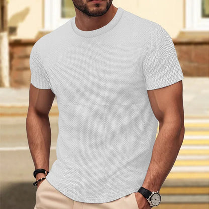 T-shirt Masculina Slim Fit Textura Piqué — Verde Militar, Azul, Branco e Preto