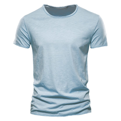AIOPESON100% Cotton Men T-shirt V-neck Fashion Design Slim Fit Soild T-shirts Male Tops Tees Short Sleeve T Shirt O-neck For Men