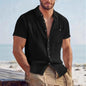 Men's Linen Blend Short Sleeve Button Down Shirt Casual Beach Tops with Chest Pocket Breathable Lightweight Summer Shirts forMen
