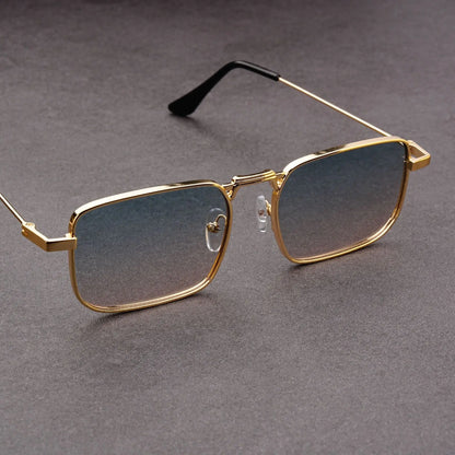 Óculos de Sol Retangulares Vintage em Metal – Unissexo, Luxo, Condução