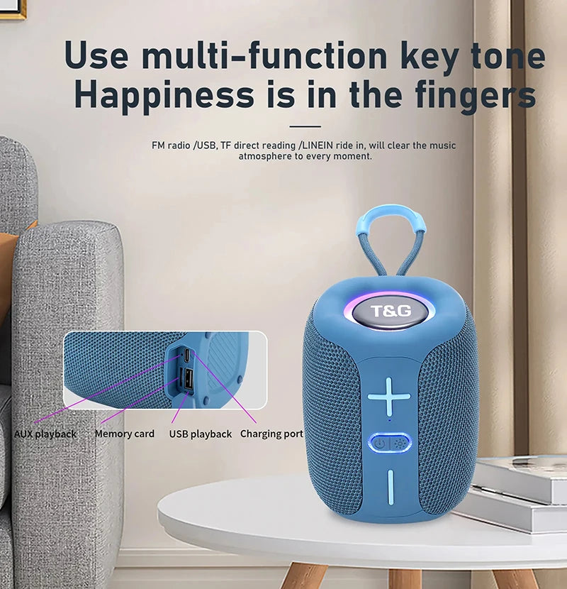 Coluna Bluetooth Portátil T&G TG658 – 8W | BT 5.3 | FM | TF Card