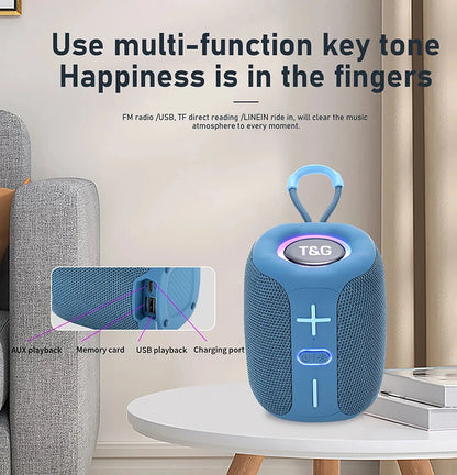 Coluna Bluetooth Portátil T&G TG658 – 8W | BT 5.3 | FM | TF Card