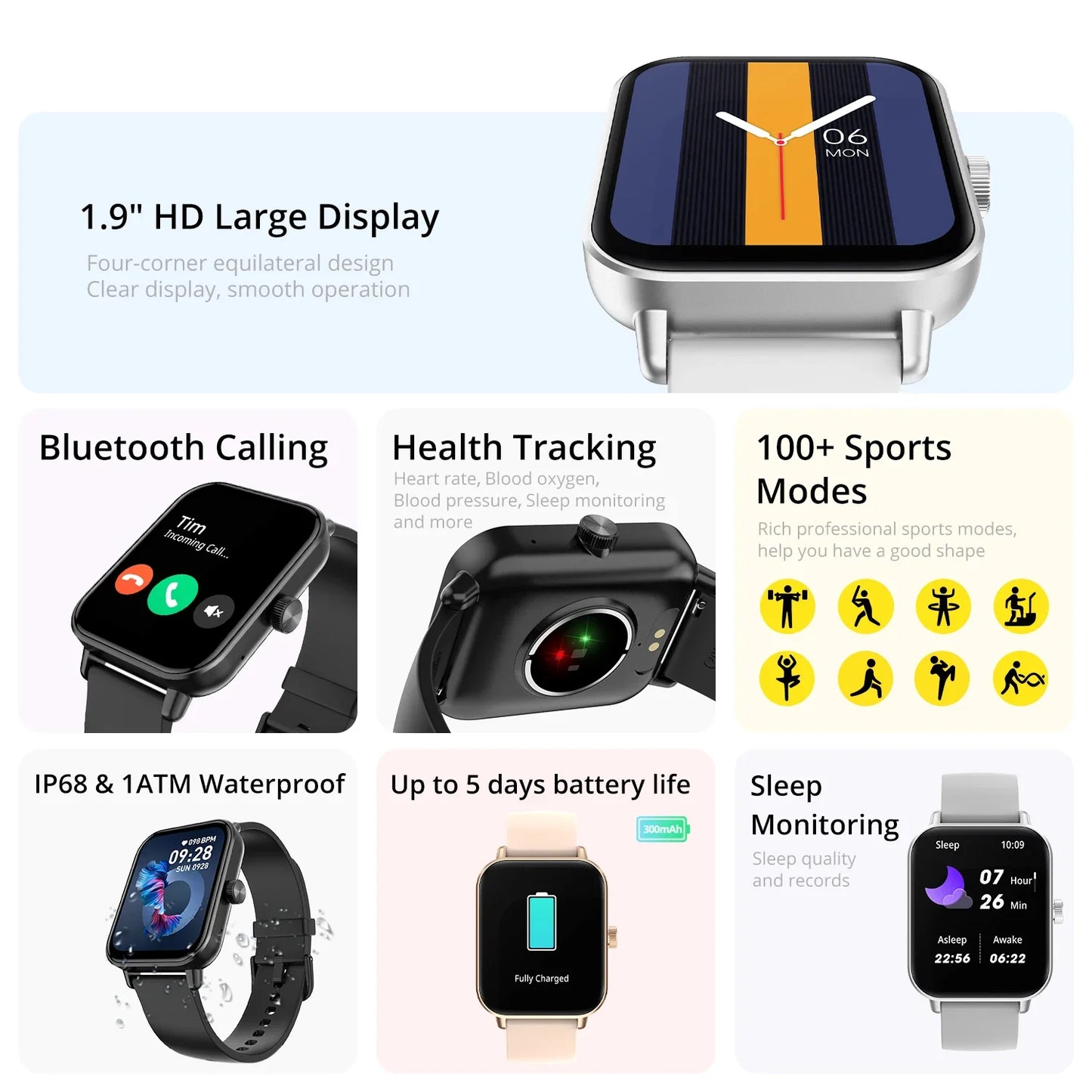 Smartwatch COLMI P81 – Chamadas, Ecrã 1.9", 100+ Desportos, Saúde 24h