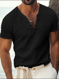 White Short-Sleeve Henley Shirt – Lightweight Summer Essential