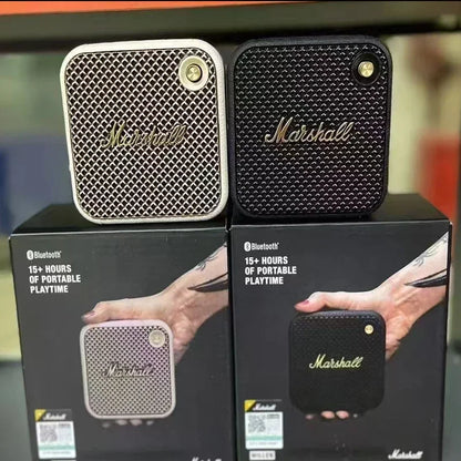 Coluna Marshall Bluetooth 5.0 Original – IPX4, Graves Profundos, Exterior