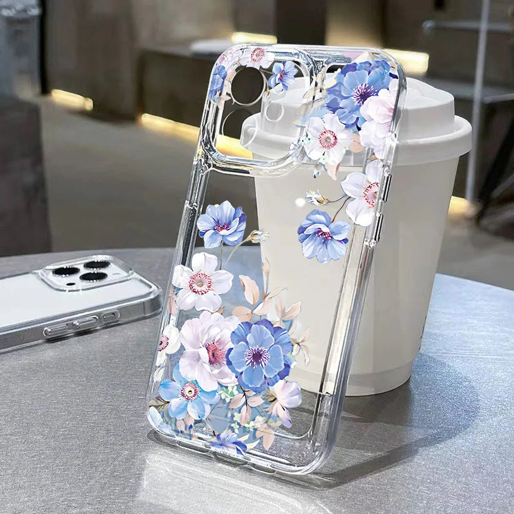Capa Transparente com Flores para Samsung Galaxy – Antiquéda, Vários Modelos