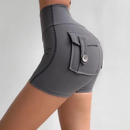Calções Fitness Femininos com Bolsos – Cintura Alta, Sem Costuras (v2)
