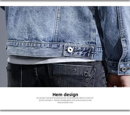 New Men's Short Denim Jacket Casual Style Ripped Jeans Cotton Material Spring Autumn Wear Resistant And Comfortable Fit