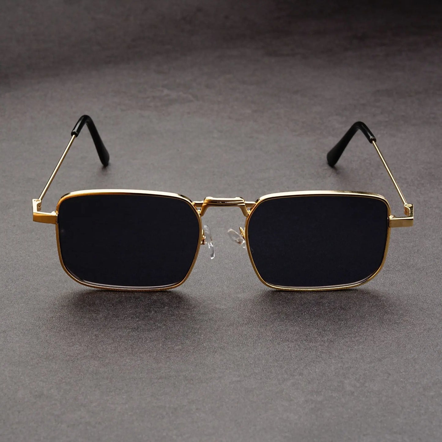 Óculos de Sol Retangulares Vintage em Metal – Unissexo, Luxo, Condução