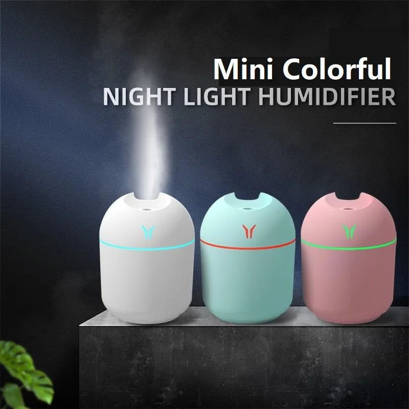 Humidificador Mini USB 250ml com Difusor de Aromas e Luz LED Colorida