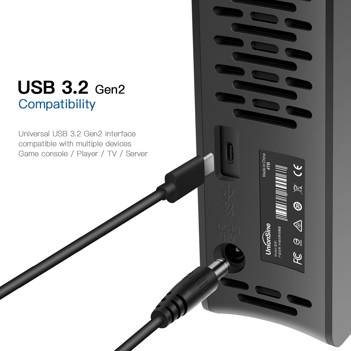 Disco Rígido Externo UnionSine 3.5" – 4TB a 18TB, USB 3.2, PC, Mac, PS4, Xbox